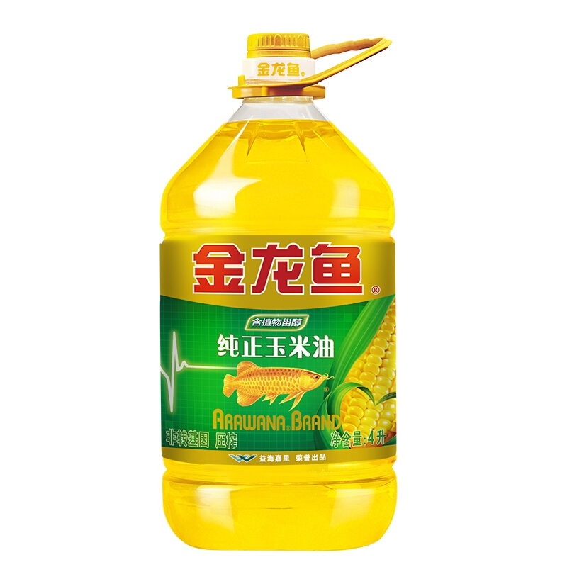 金龙鱼 食用油 压榨 一级 纯正玉米油4L